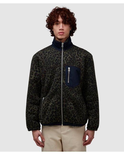 Brain Dead Black Leopard Reverse Sherpa Jacket ( for men