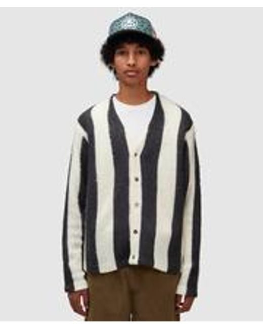 Stussy Striped Brushed Cardigan in Blue for Men | Lyst