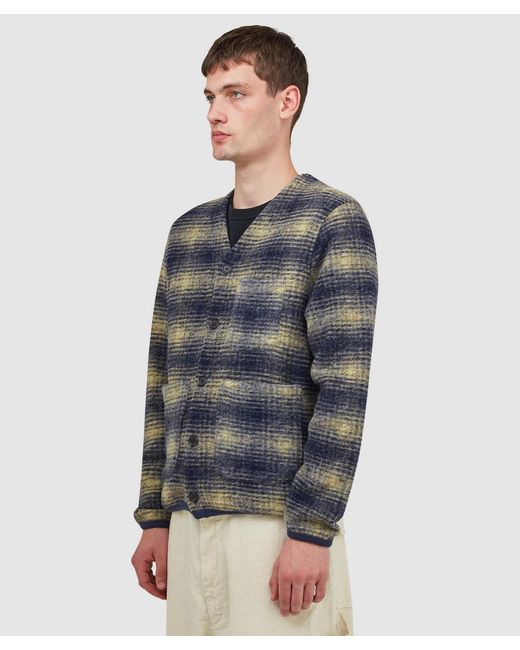 Universal Works Gray Uist Fleece Cardigan for men