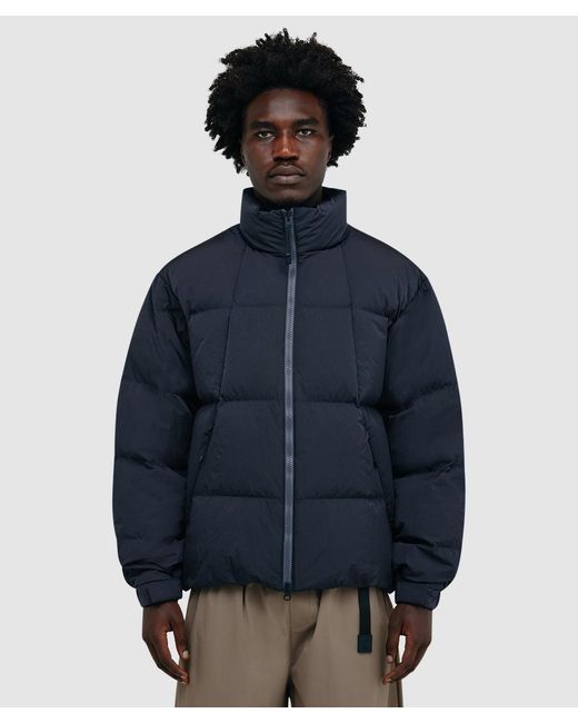 Goldwin Blue Dope Dyed Ripple Down Jacket (Deep Charcoal for men
