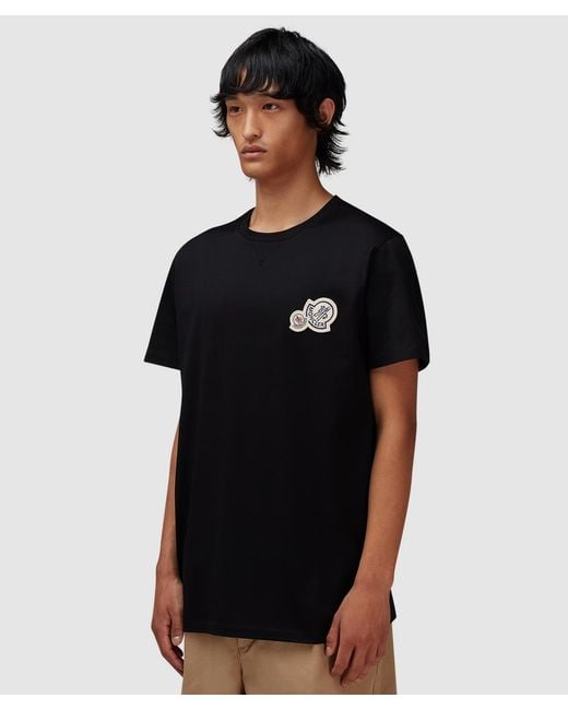 Moncler Black Double Logo Patch T-Shirt
