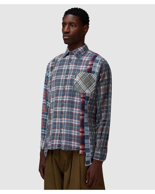 Needles Blue 7 Cuts Flannel Shirt for men