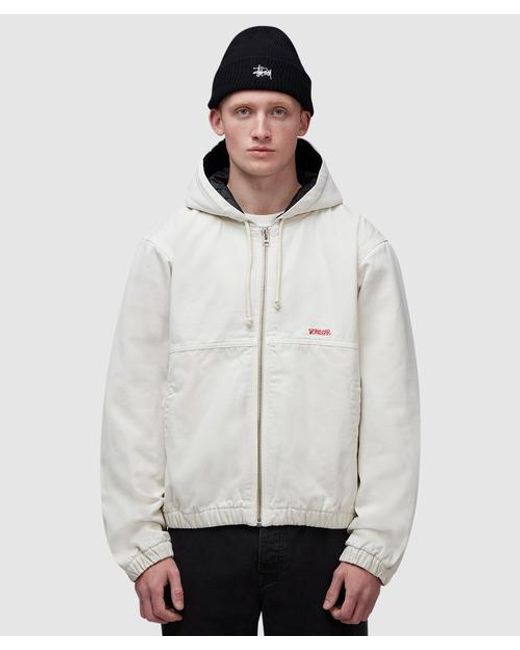 Stussy White Canvas Insulated Work Jacket for men