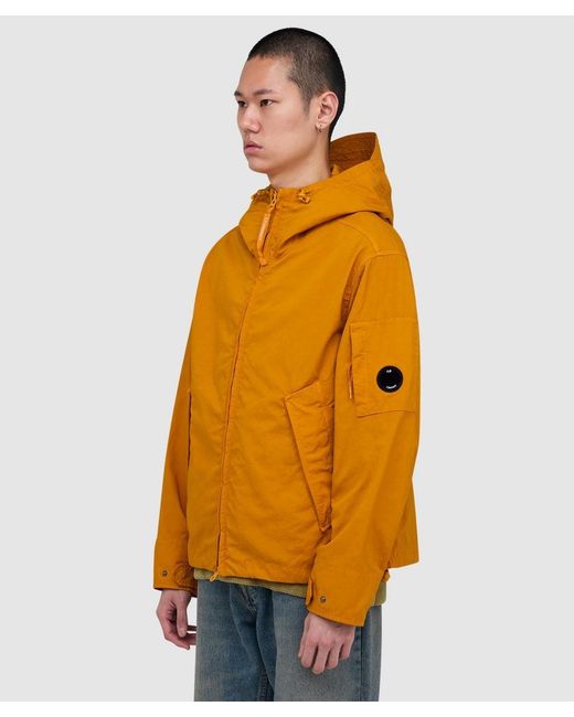 C P Company Orange Twill Hooded Lens Jacket (Desert Sun for men