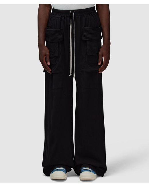 Rick Owens Black Creatch Wide Cargo Drawstring Pant for men