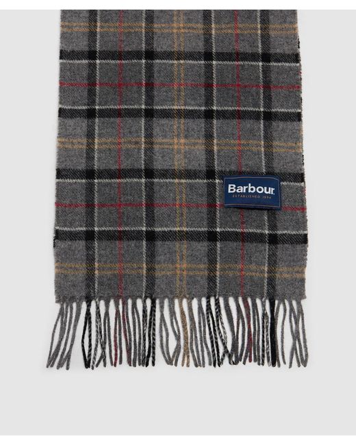 Barbour Gray Tartan Lambswool Scarf (Modern
