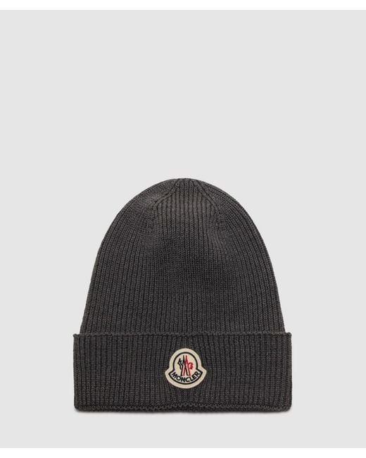 Moncler Black Knitted Logo Beanie