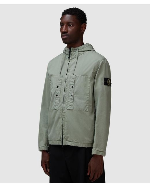 Stone Island Green Supima Twill Stretch Short Parka for men