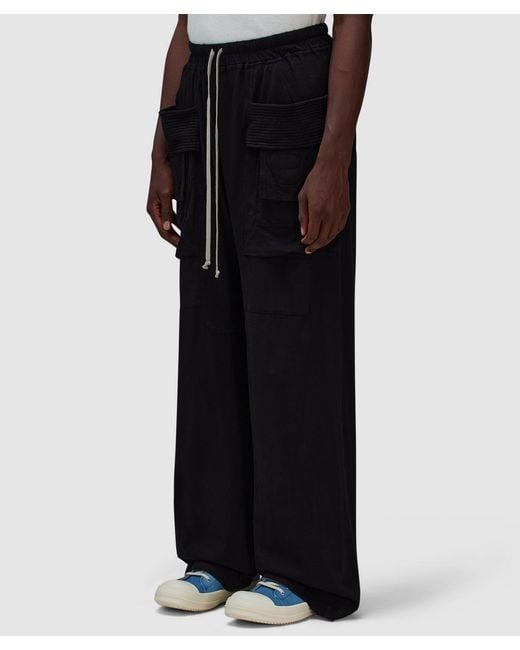 Rick Owens Black Creatch Wide Cargo Drawstring Pant for men