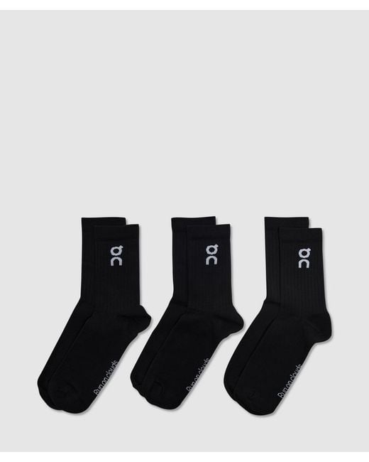 On Shoes Black Logo High 3 Pack Sock