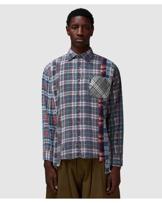 Needles Blue 7 Cuts Flannel Shirt for men