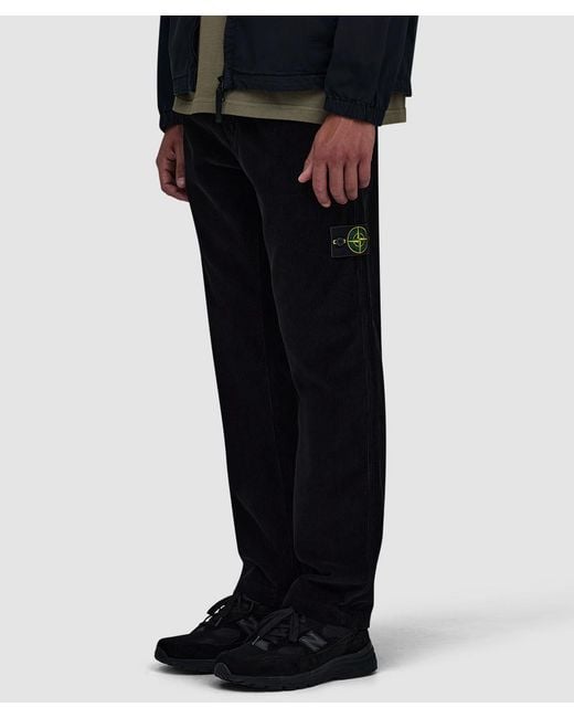 Stone Island Black Organic Cotton Corduroy 800 Pant for men