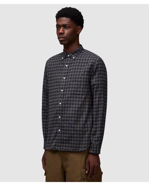 Beams Plus Black B.D Gingham Check Shaggy Shirt ( for men