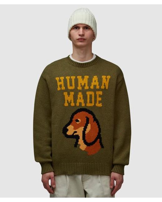 Human Made Green Dachs Knit Sweater for men