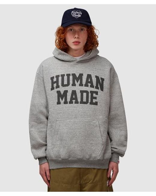 Human Made Gray Logo Printed Hoodie for men