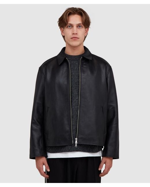 MKI Miyuki-Zoku Cropped Leather Rider Jacket in Black for Men | Lyst