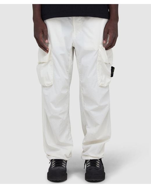 Stone Island White Cargo Pant (Ivory for men