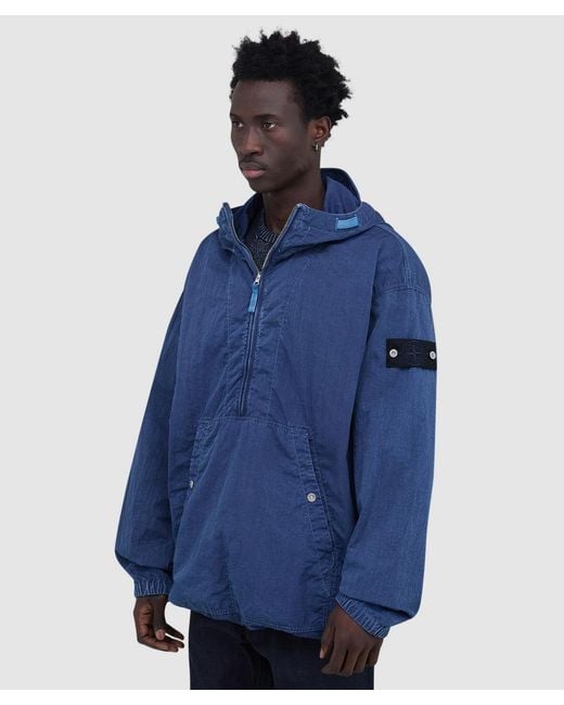 Stone Island Blue Denim Research Hollow Fibre Nylon-Tc + Marmo Corrosion Jacket for men