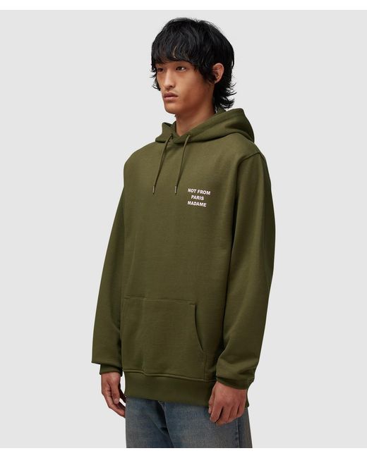 Drole de Monsieur Green Slogan Hoodie (Kaki for men