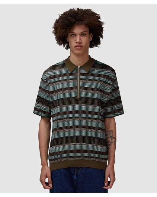 Beams Plus Green Knit Polo Shirt for men