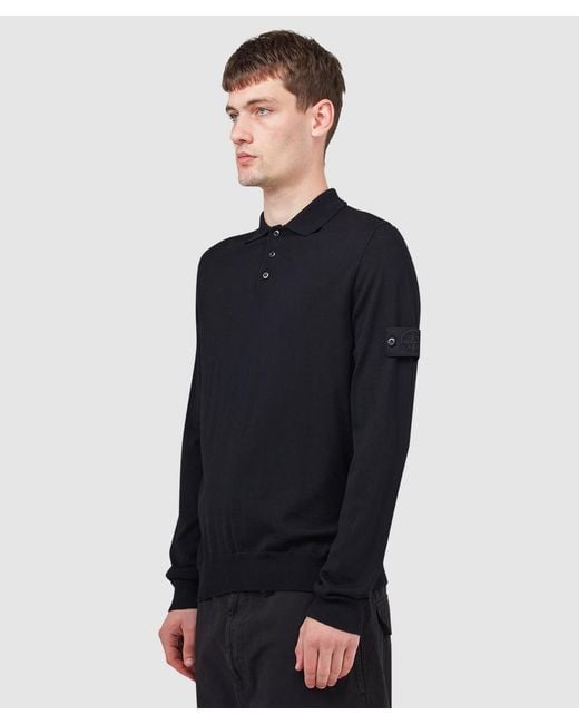 Stone Island Blue Ghost Wool Polo Knit Sweater for men