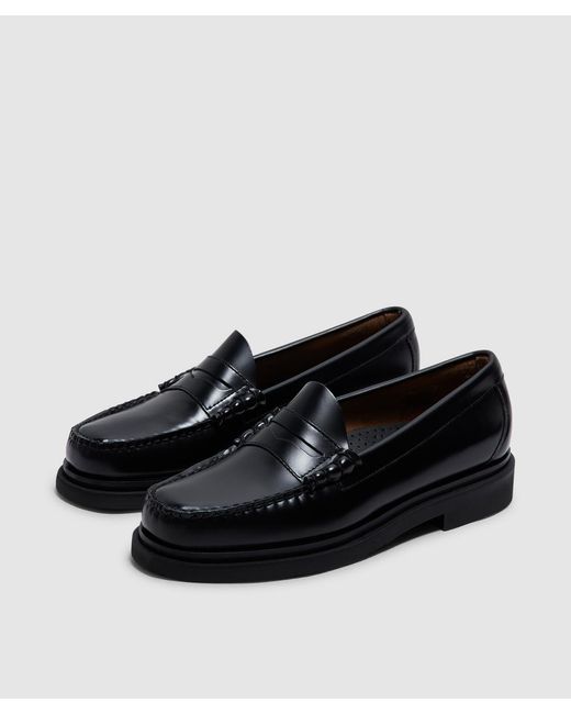 G.H.BASS Black Weejun Step Larson Moc Penny Loafer Leather for men