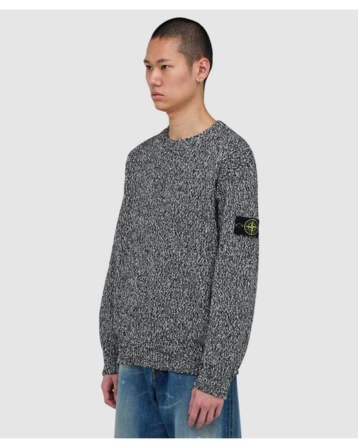 Stone Island Gray Speckled Cotton Crewneck Jumper Melange for men