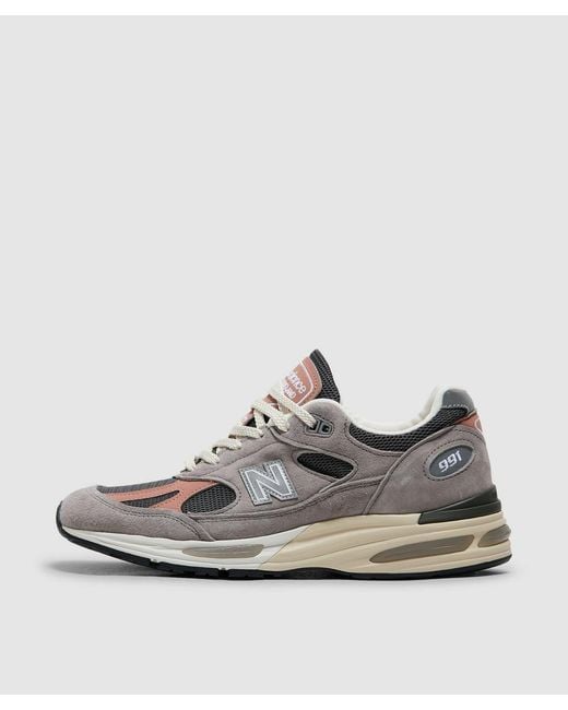 New Balance White Miuk 991V2 Sneaker (Elephant Skin Cork Dark Gull for men