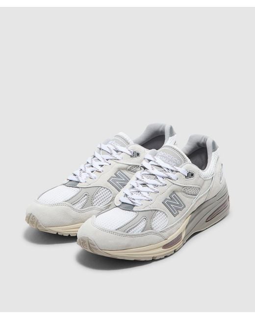 New Balance White Miuk 991V2 Sneaker (Wind Chime Brilliant for men