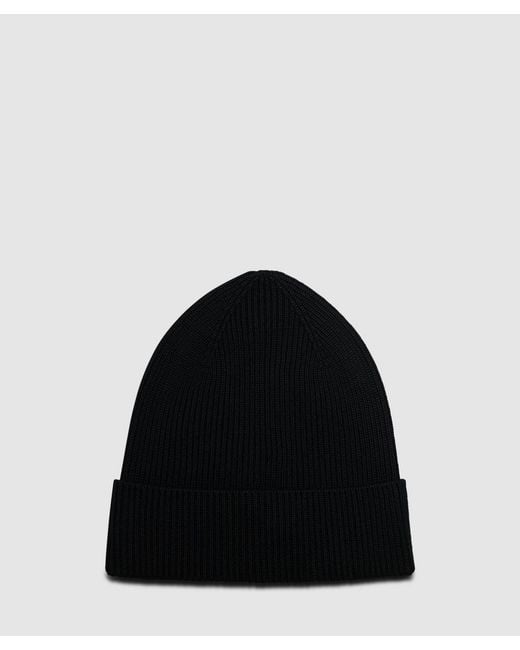 Moncler Black Knitted Logo Beanie