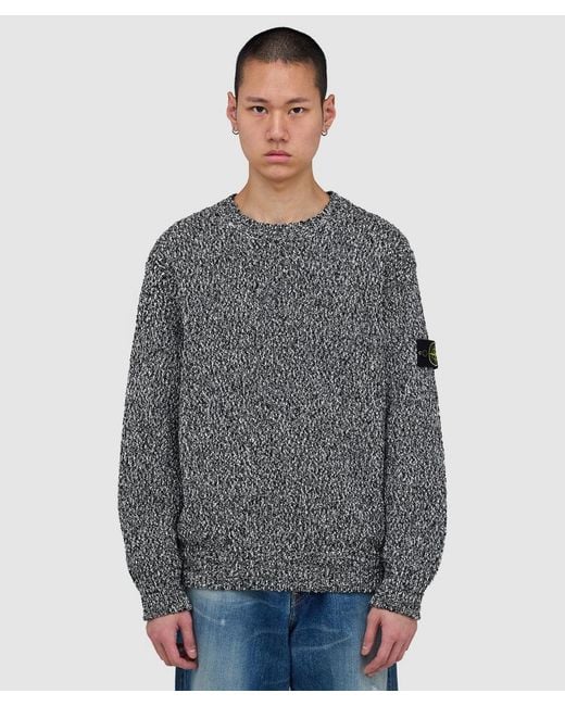 Stone Island Gray Speckled Cotton Crewneck Jumper Melange for men
