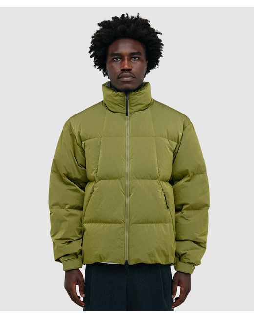Goldwin Green Dope Dyed Ripple Down Jacket (Uji Tea for men