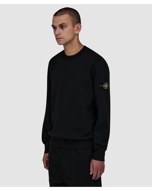 Stone Island Black Organic Cotton Fleece Sweatshirt for men