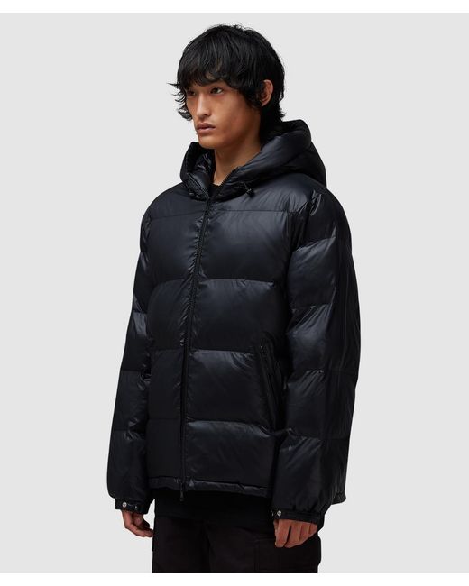 PATTA Black Quilted Script Logo Puffer Jacket for men