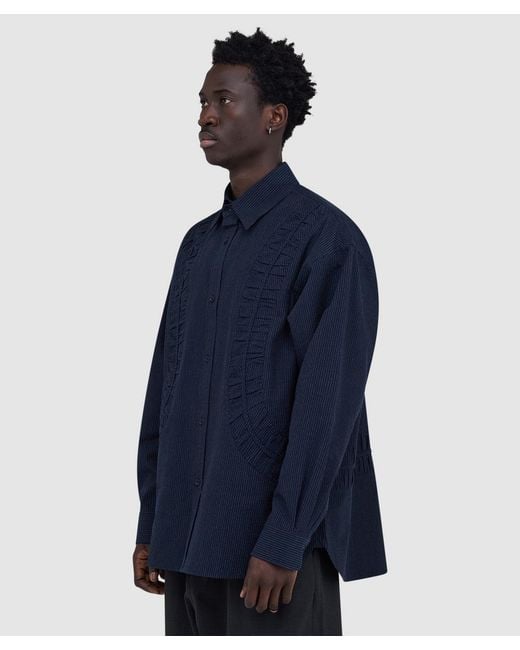 SAGE NATION Blue Fossil Stripe Shirt Stripe for men