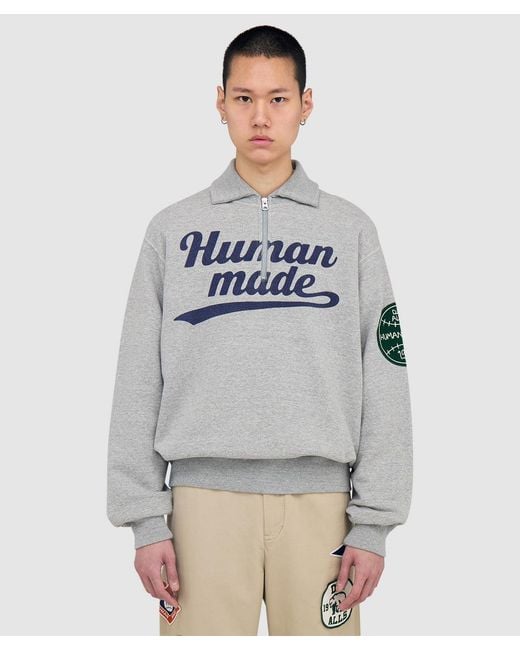 Human Made Gray Half Zip Sweatshirt for men