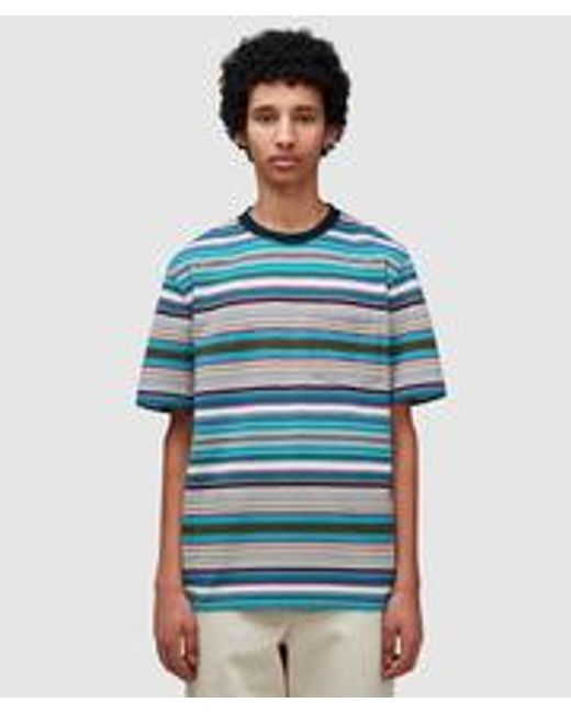 Noah NYC Blue Striped Pocket T-shirt for men