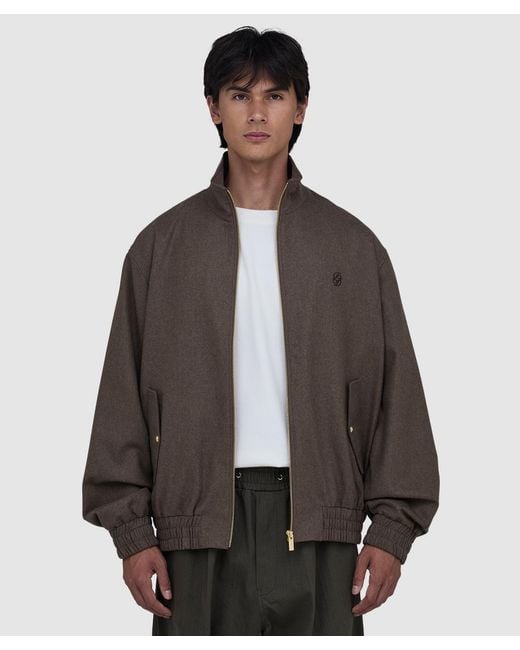 Drole de Monsieur Brown Embroidered Flannel Track Jacket (Light for men