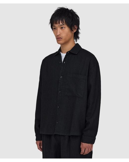 MKI Miyuki-Zoku Black Linen Box Dress Shirt for men