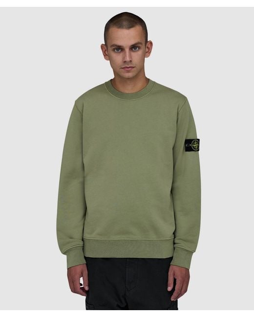 Stone Island Green Organic Cotton Fleece Sweatshirt for men