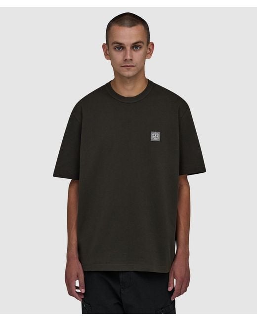 Stone Island Black 50/2 Organic Cotton Pique T-Shirt for men