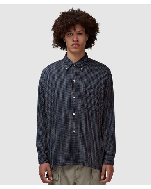 Beams Plus Blue Open B.D. Plaid Shirt for men