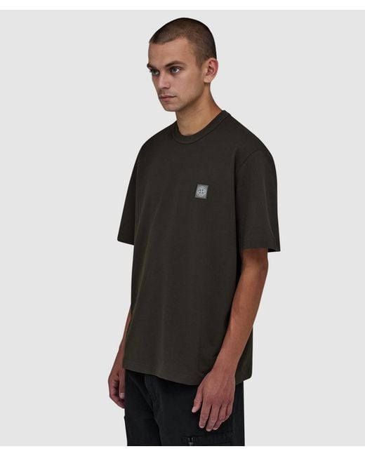 Stone Island Black 50/2 Organic Cotton Pique T-Shirt for men