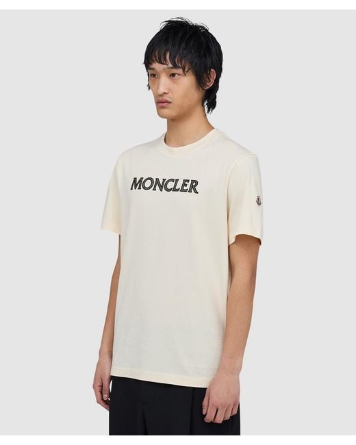 Moncler White Linear Logo T-Shirt for men