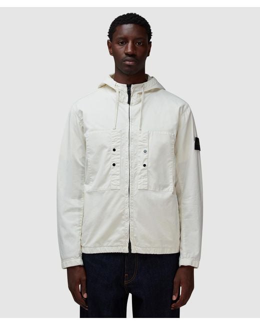 Stone Island White Supima Twill Stretch Short Parka for men