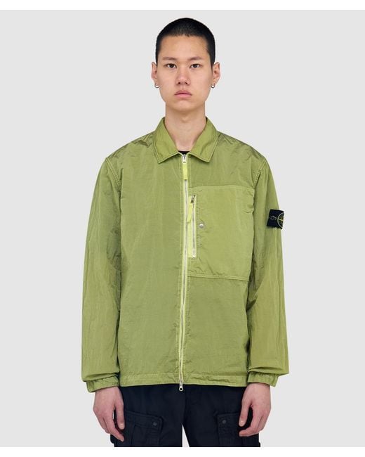 Stone Island Green Nylon Metalineconyl Dyed Shirt (Lemon for men