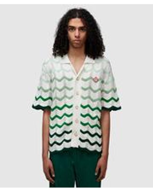 Casablancabrand Green Wave Knitted Shirt for men