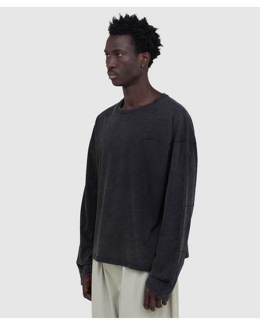 Mellow Clo Blue Everyday Long Sleeve T-Shirt (Washed for men