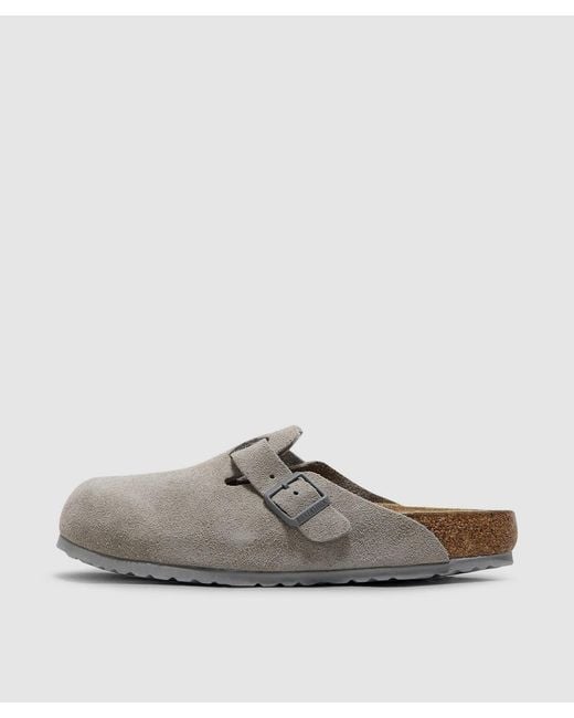 Birkenstock Gray Boston Leve Clog Sandal (Stone Coin