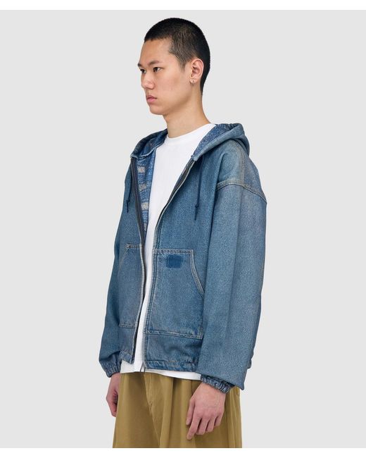 Beams Plus Blue Mock Print Hoodie (Fade for men